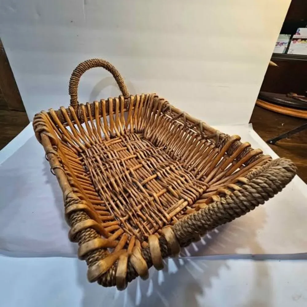 Vintage Wicker Basket with Handles